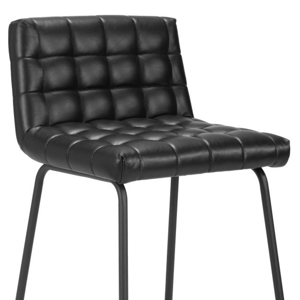 Set of Two 26" Black Faux Leather and Steel Counter Height Bar Chairs-8