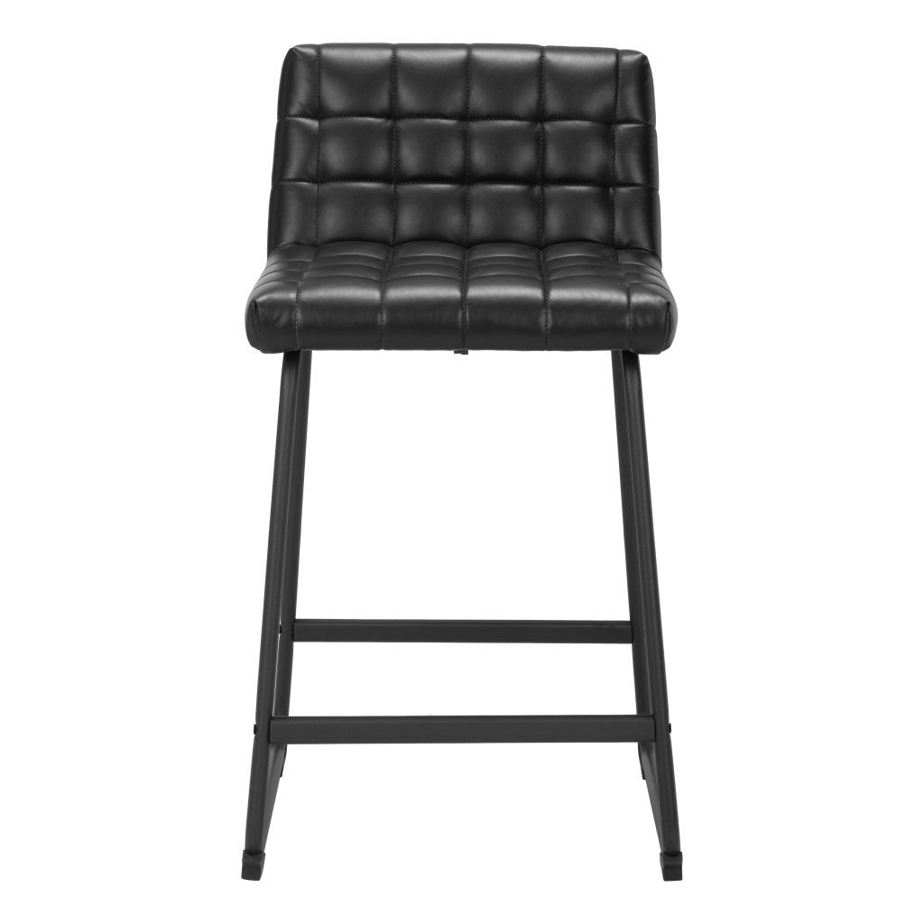 Set of Two 26" Black Faux Leather and Steel Counter Height Bar Chairs-3