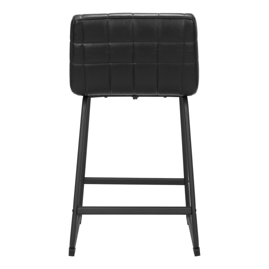 Set of Two 26" Black Faux Leather and Steel Counter Height Bar Chairs-4