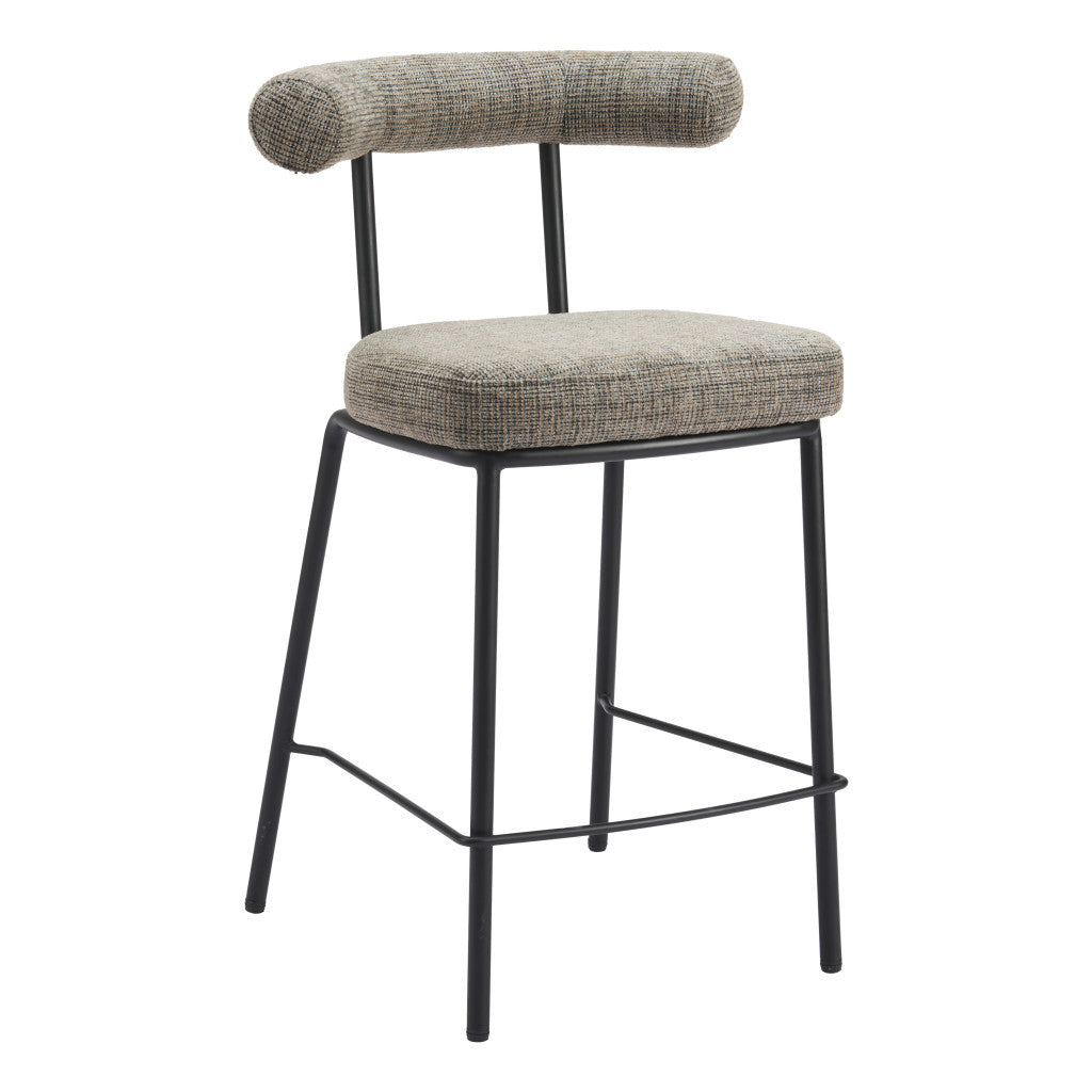 26" Green and Black Chenille and Steel Low Back Counter Height Bar Chair-5
