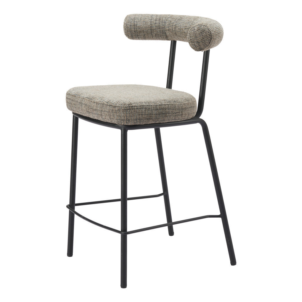 26" Green and Black Chenille and Steel Low Back Counter Height Bar Chair-6