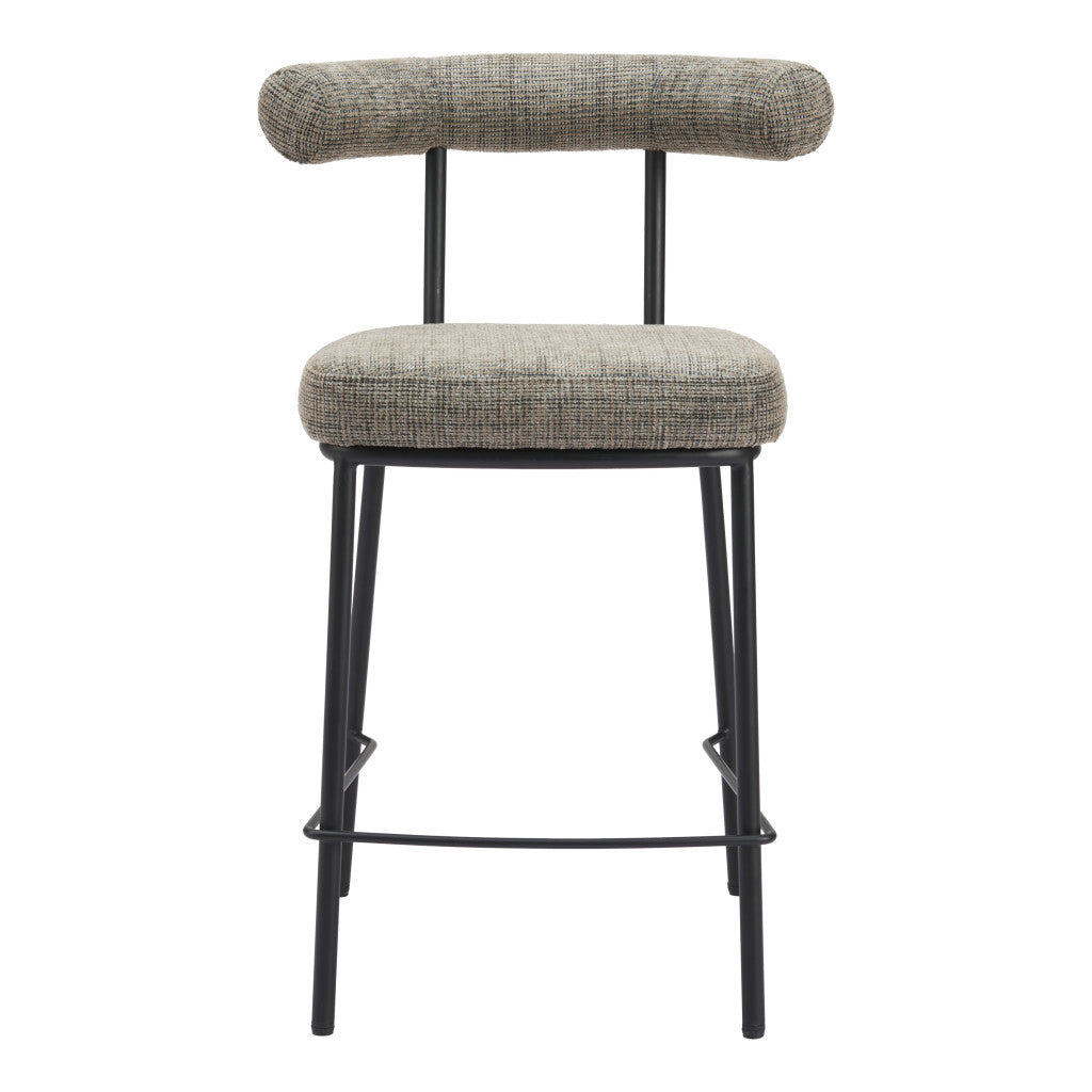 26" Green and Black Chenille and Steel Low Back Counter Height Bar Chair-3