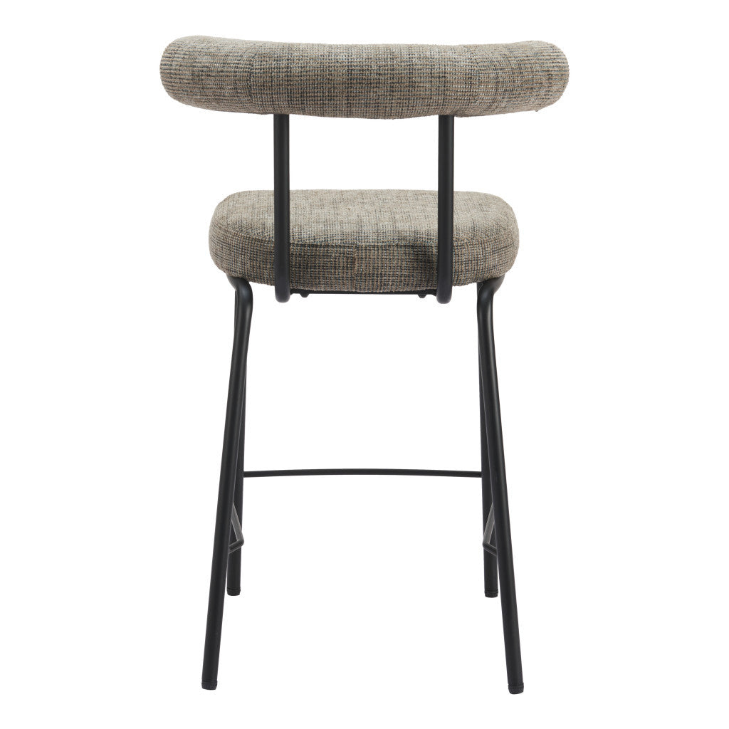 26" Green and Black Chenille and Steel Low Back Counter Height Bar Chair-4