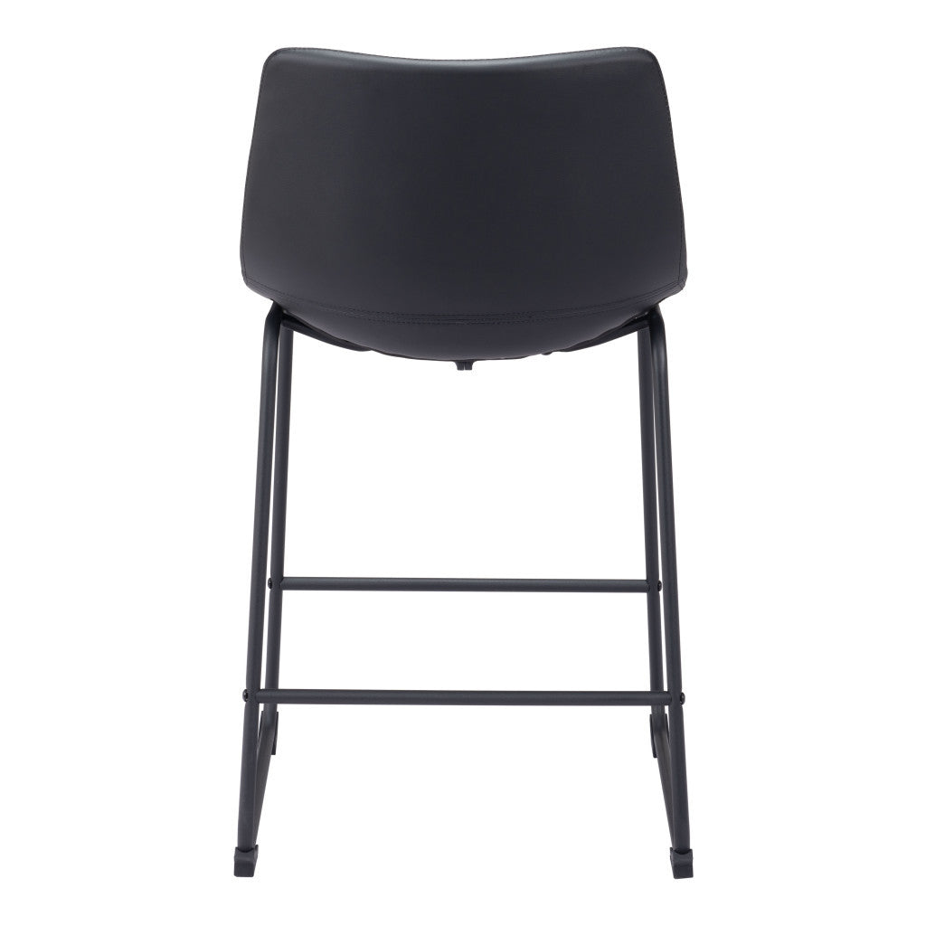 Set of Two 24" Black Faux Leather and Steel Counter Height Bar Chairs-5