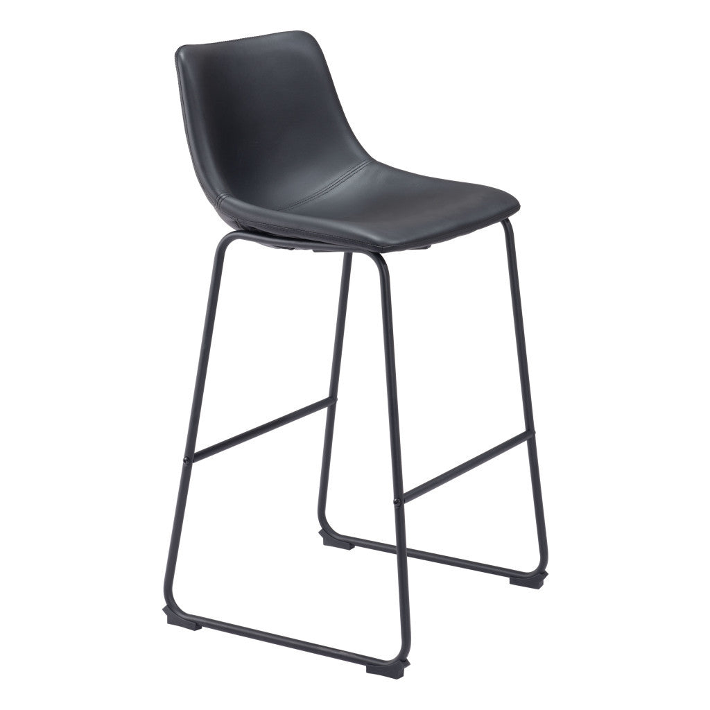 Set of Two 29" Black Faux Leather and Steel Counter Height Bar Chairs-6