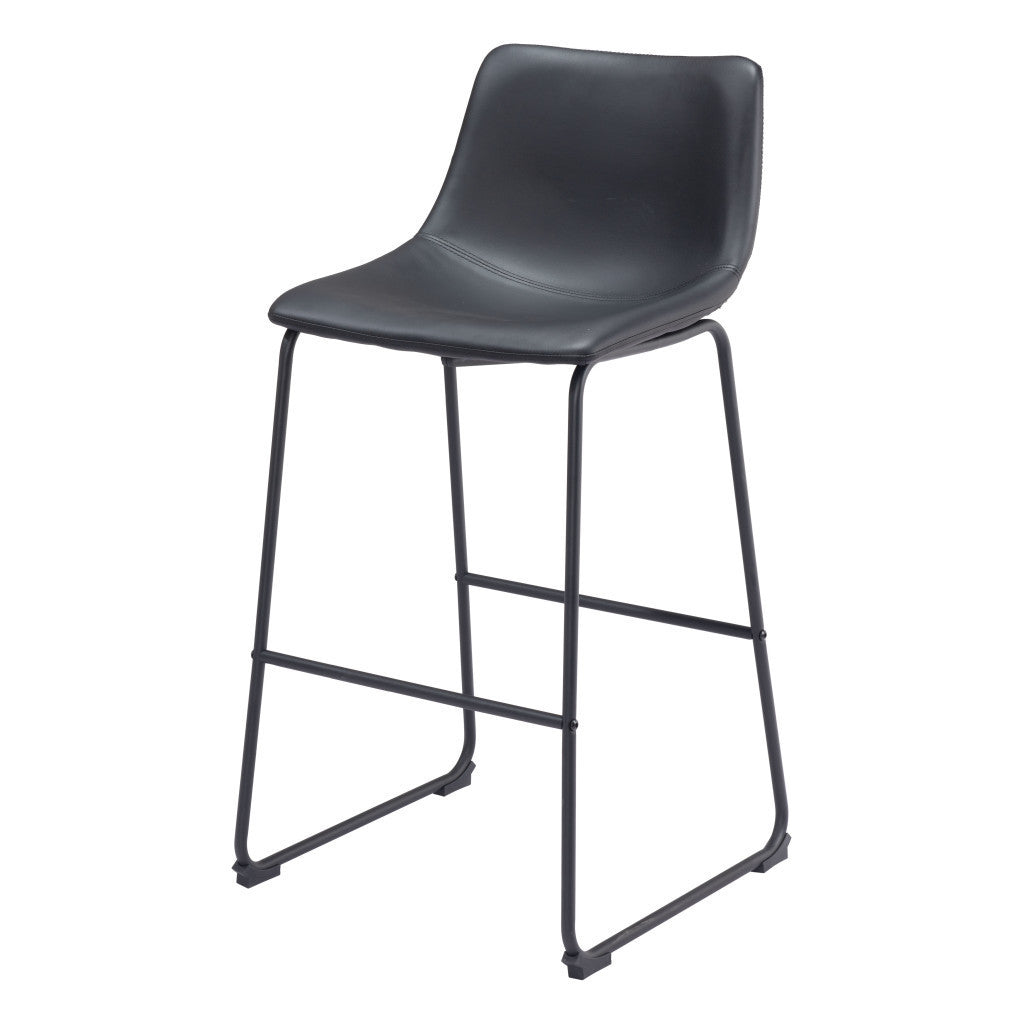 Set of Two 29" Black Faux Leather and Steel Counter Height Bar Chairs-7