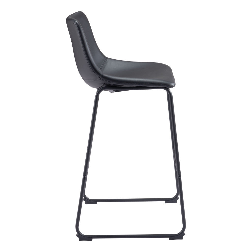 Set of Two 29" Black Faux Leather and Steel Counter Height Bar Chairs-3
