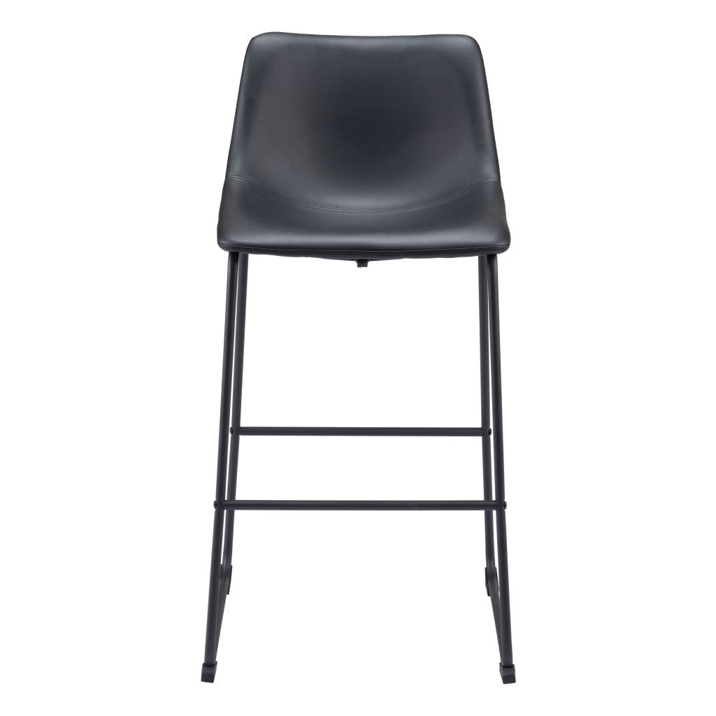 Set of Two 29" Black Faux Leather and Steel Counter Height Bar Chairs-4