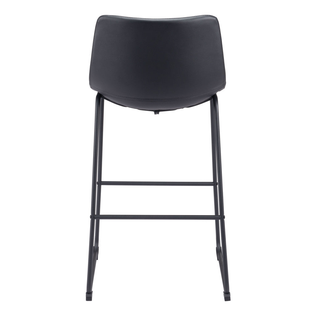Set of Two 29" Black Faux Leather and Steel Counter Height Bar Chairs-5
