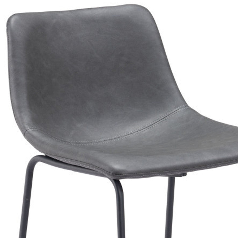 Set of Two 29" Charcoal and Black Faux Leather and Steel Counter Height Bar Chairs-8