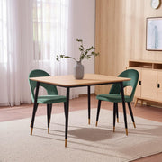Set of Two Green Black and Gold Upholstered Velvet Open Back Dining Side Chairs-0