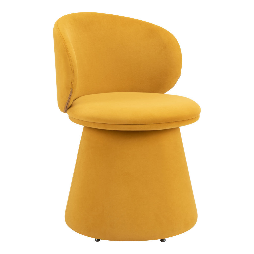 Orange Upholstered Velvet Swivel Dining Side Chair-Dining Chairs-DECOROLALA