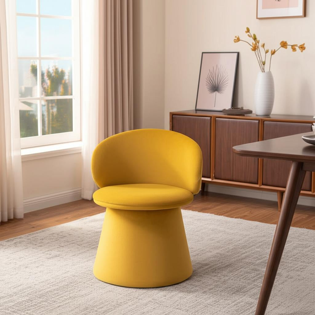 Orange Upholstered Velvet Swivel Dining Side Chair-Dining Chairs-DECOROLALA