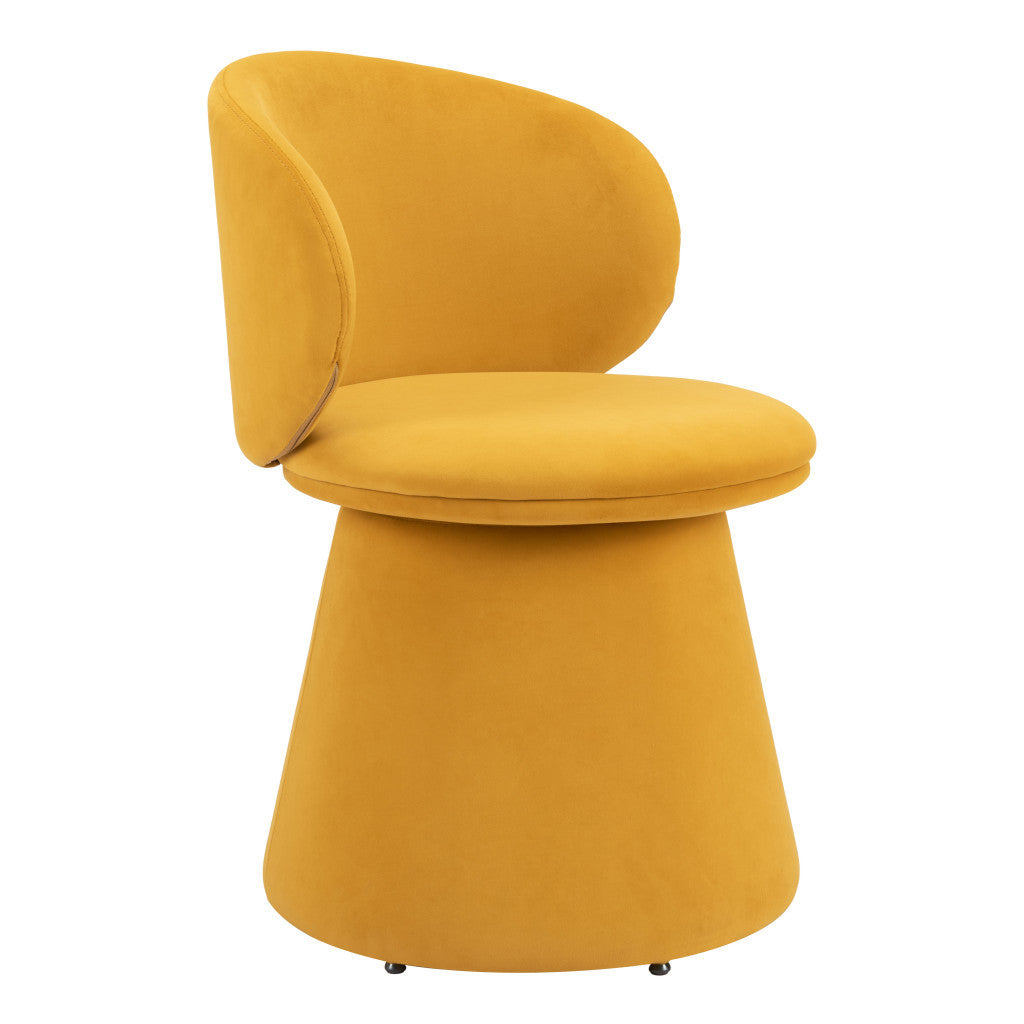 Orange Upholstered Velvet Swivel Dining Side Chair-Dining Chairs-DECOROLALA