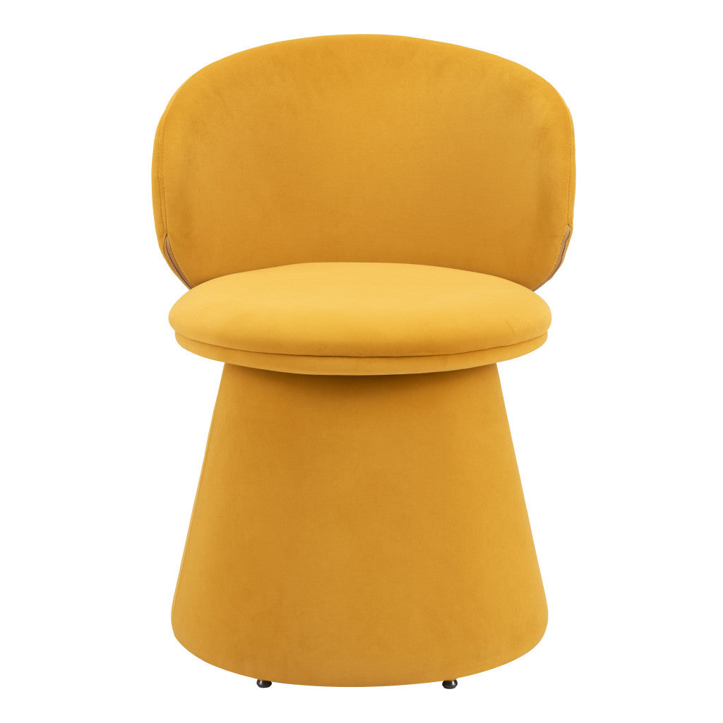 Orange Upholstered Velvet Swivel Dining Side Chair-Dining Chairs-DECOROLALA