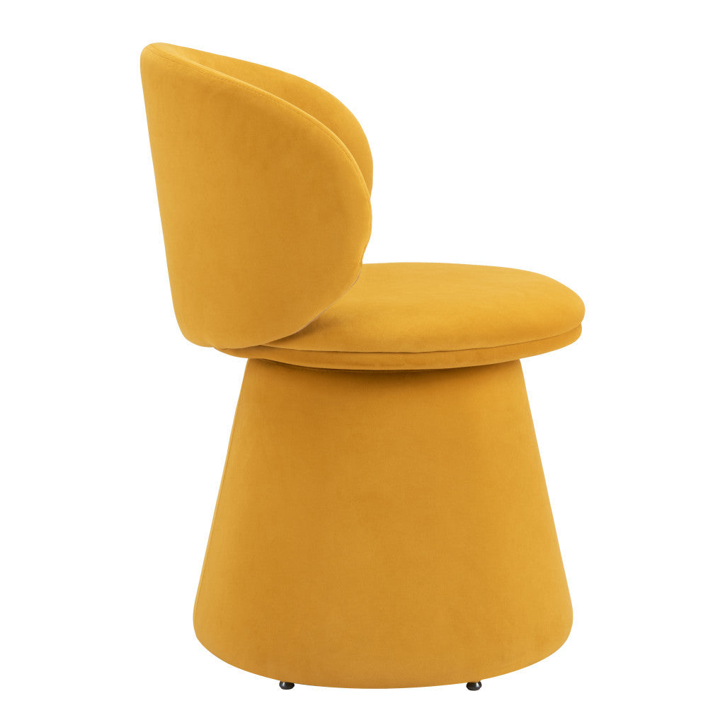 Orange Upholstered Velvet Swivel Dining Side Chair-Dining Chairs-DECOROLALA