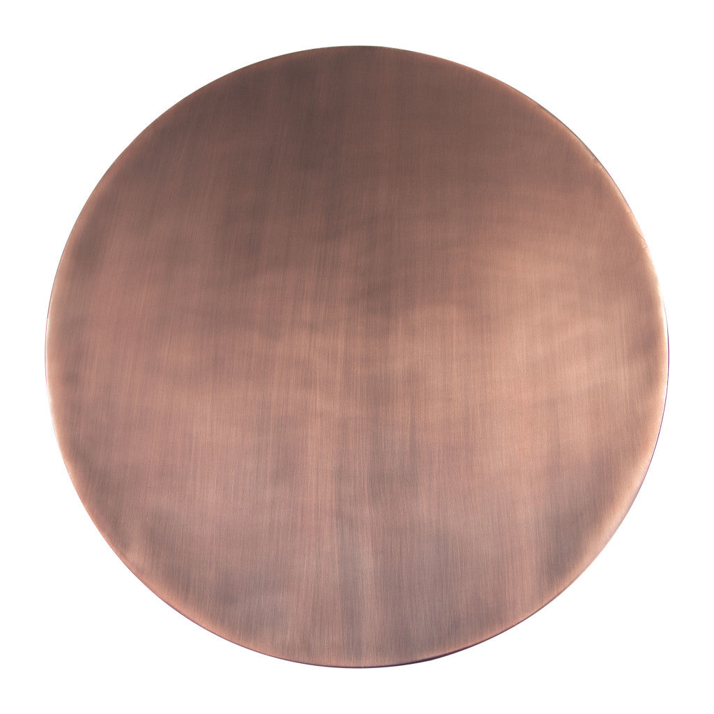 20" Bronze and Brown Iron and Solid Wood Round Pedestal End Table-End-Side Tables-DECOROLALA