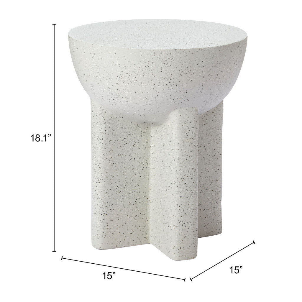 18" White Faux Stone Round Pedestal End Table-End-Side Tables-DECOROLALA