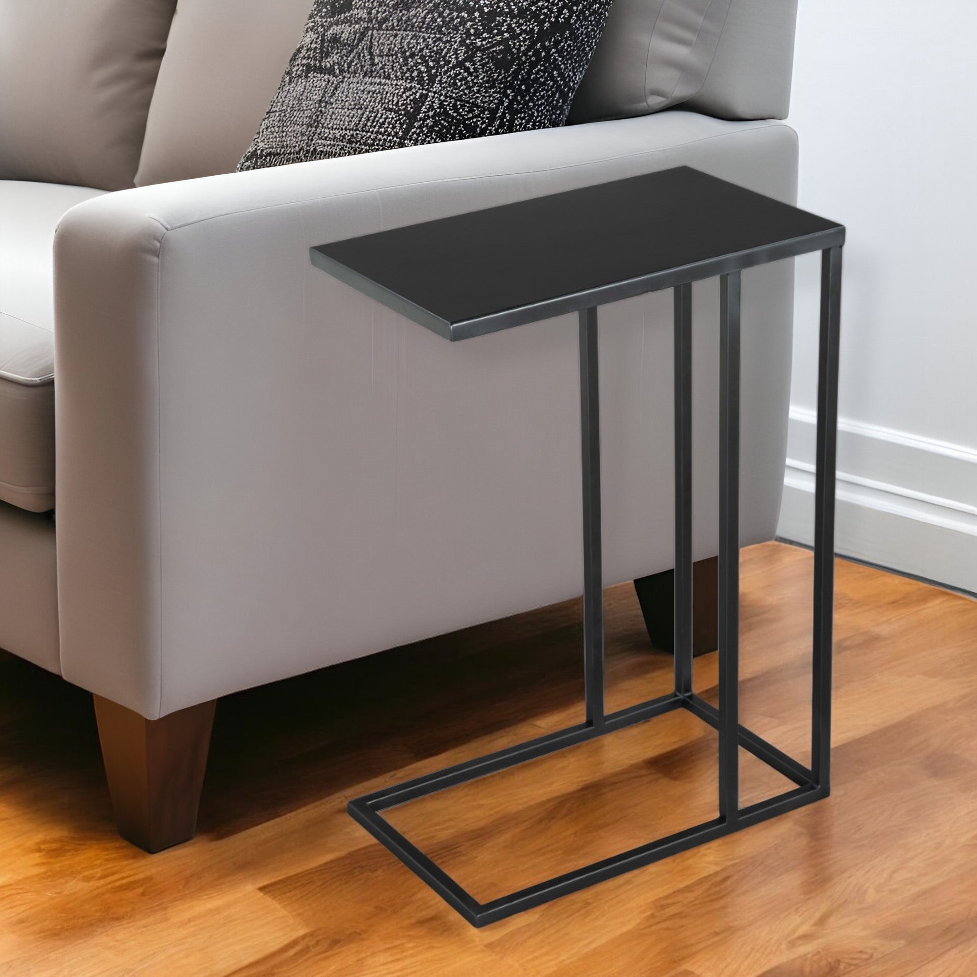 24" Black Iron Abstract End Table-End-Side Tables-DECOROLALA
