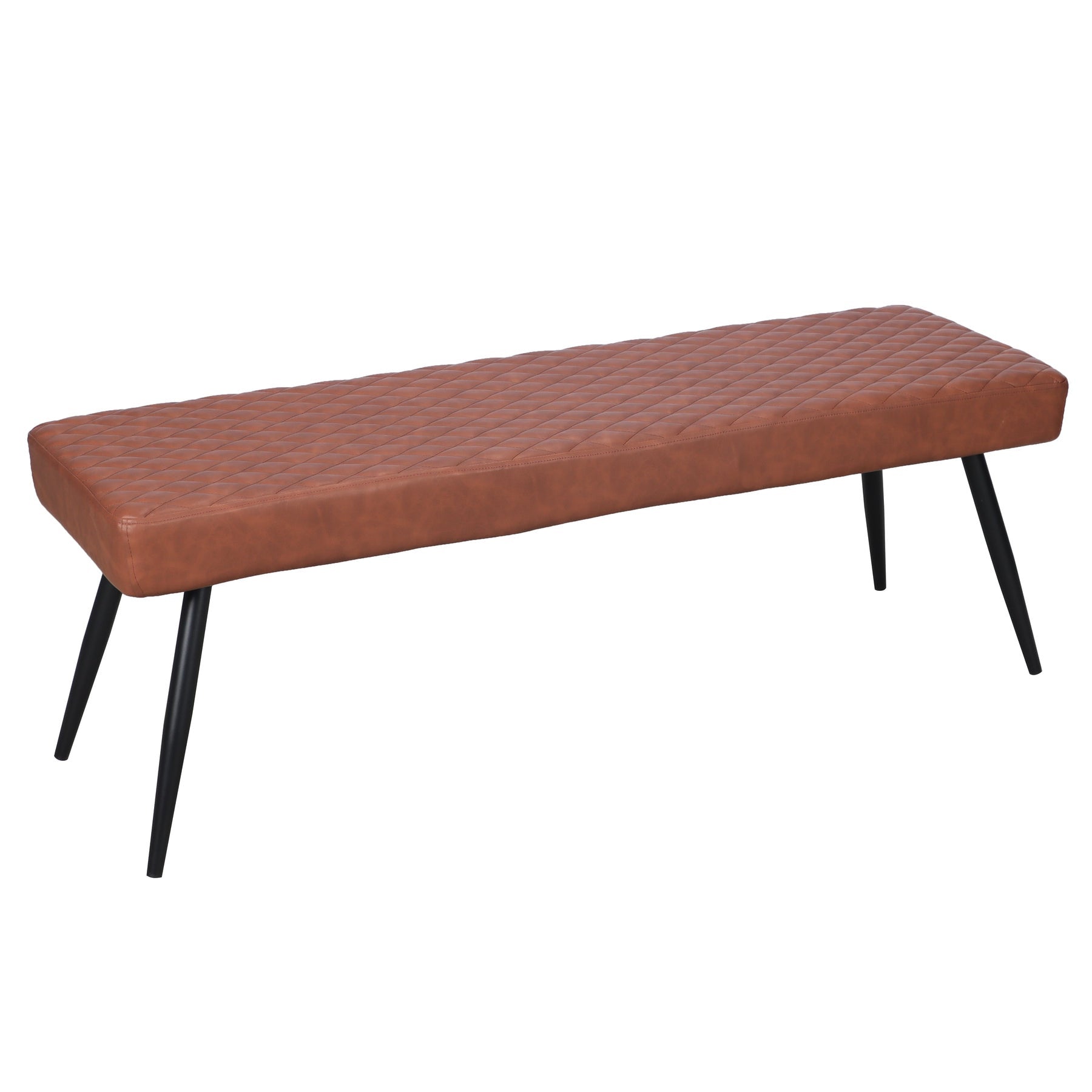 54" Brown and Black Faux Leather Upholstered Dining Bench-1