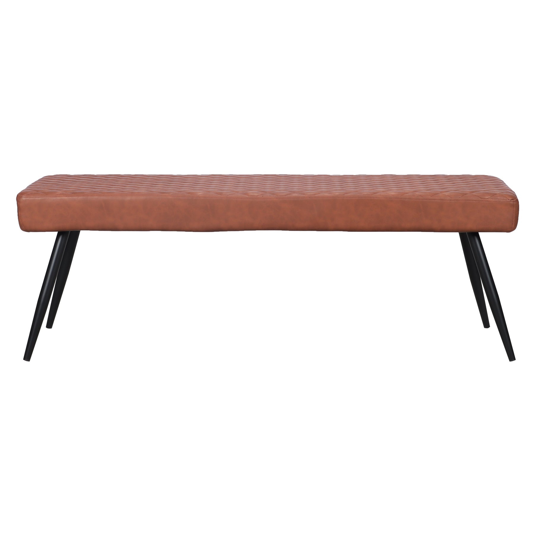 54" Brown and Black Faux Leather Upholstered Dining Bench-2
