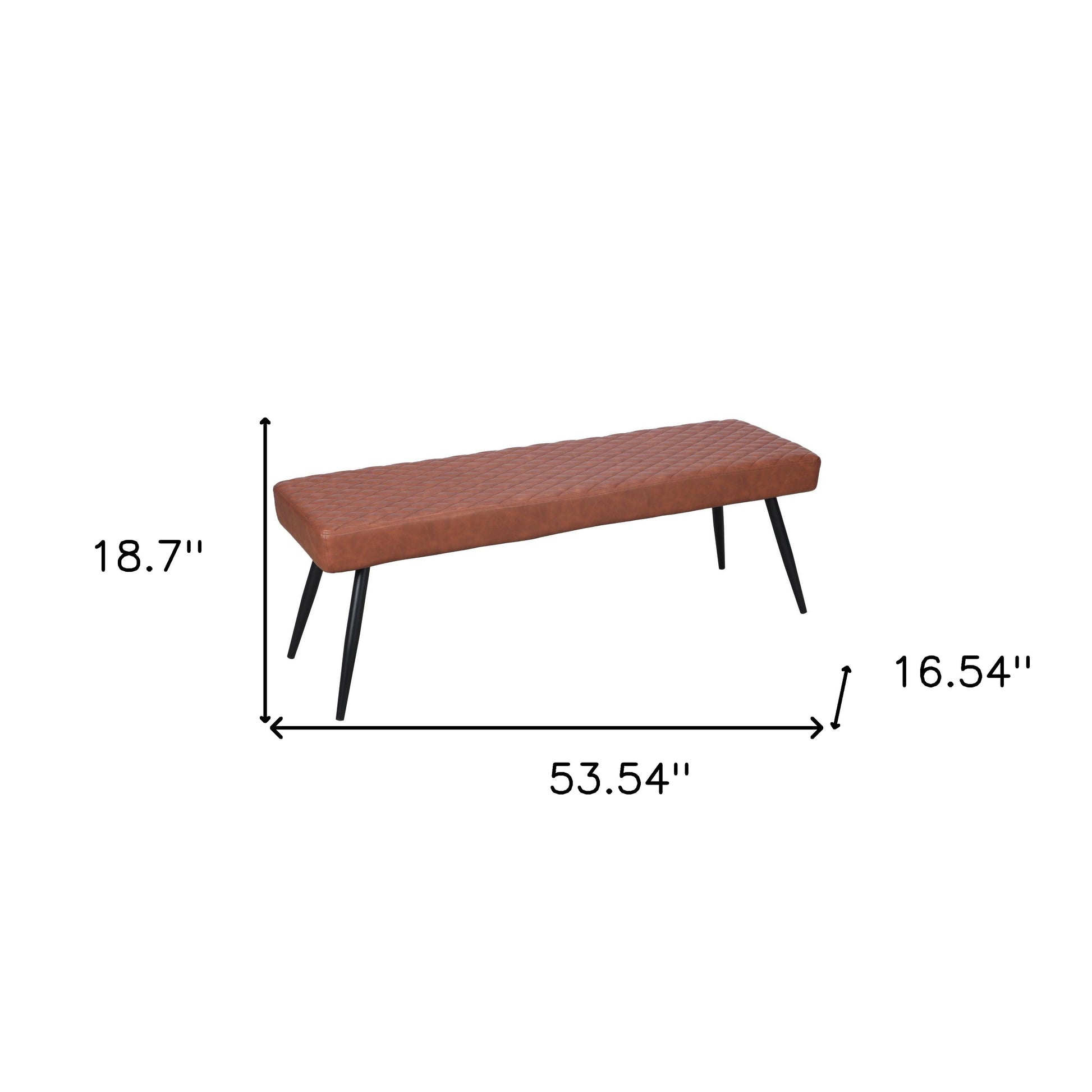 54" Brown and Black Faux Leather Upholstered Dining Bench-5