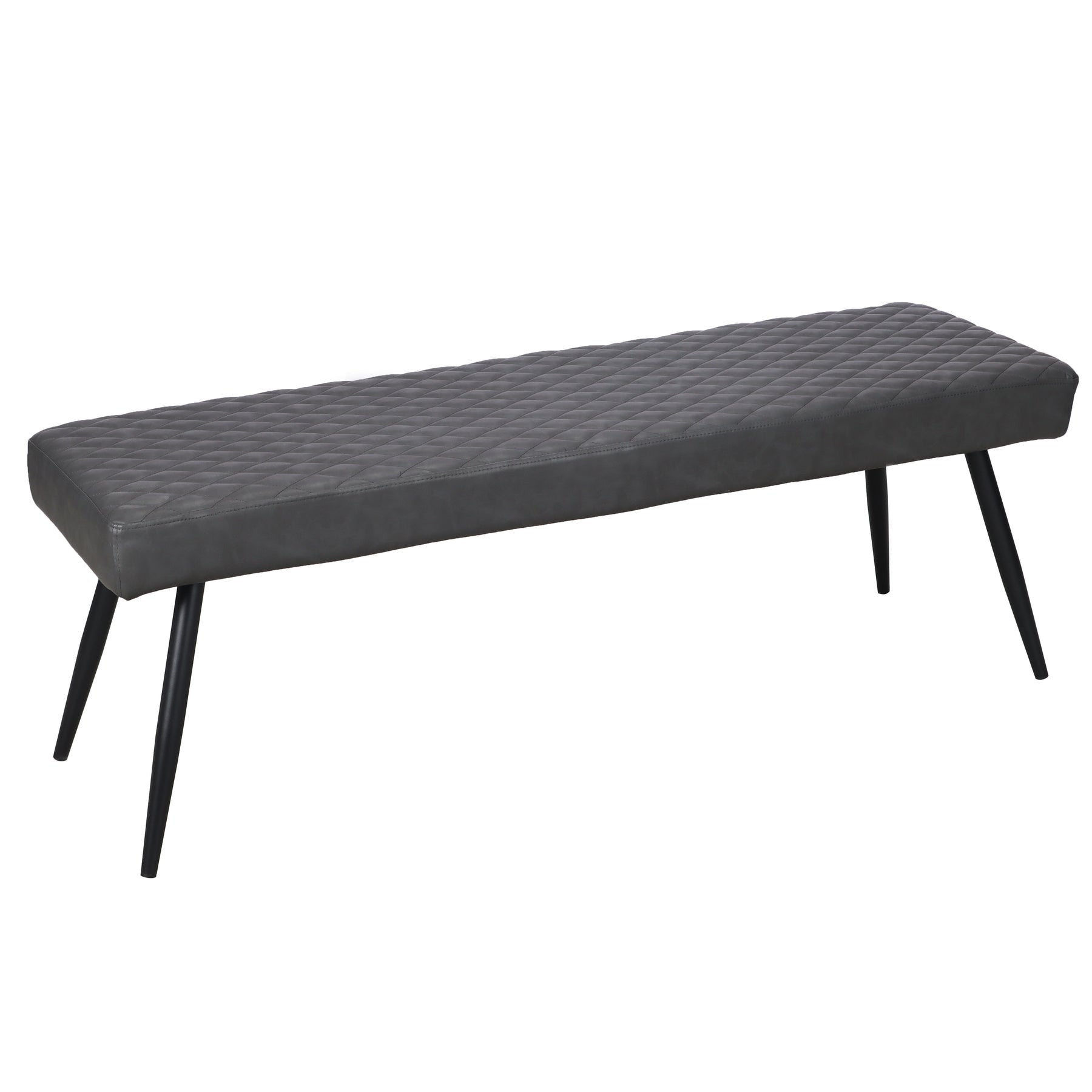 54" Dark Gray and Black Faux Leather Upholstered Dining Bench-1