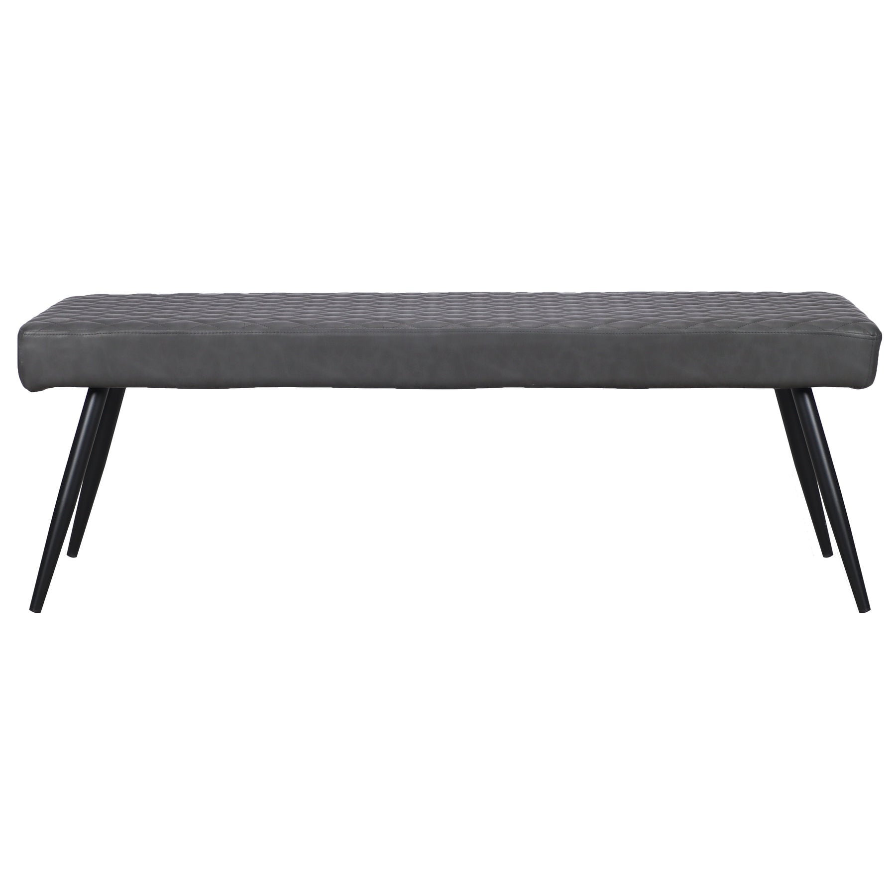 54" Dark Gray and Black Faux Leather Upholstered Dining Bench-2