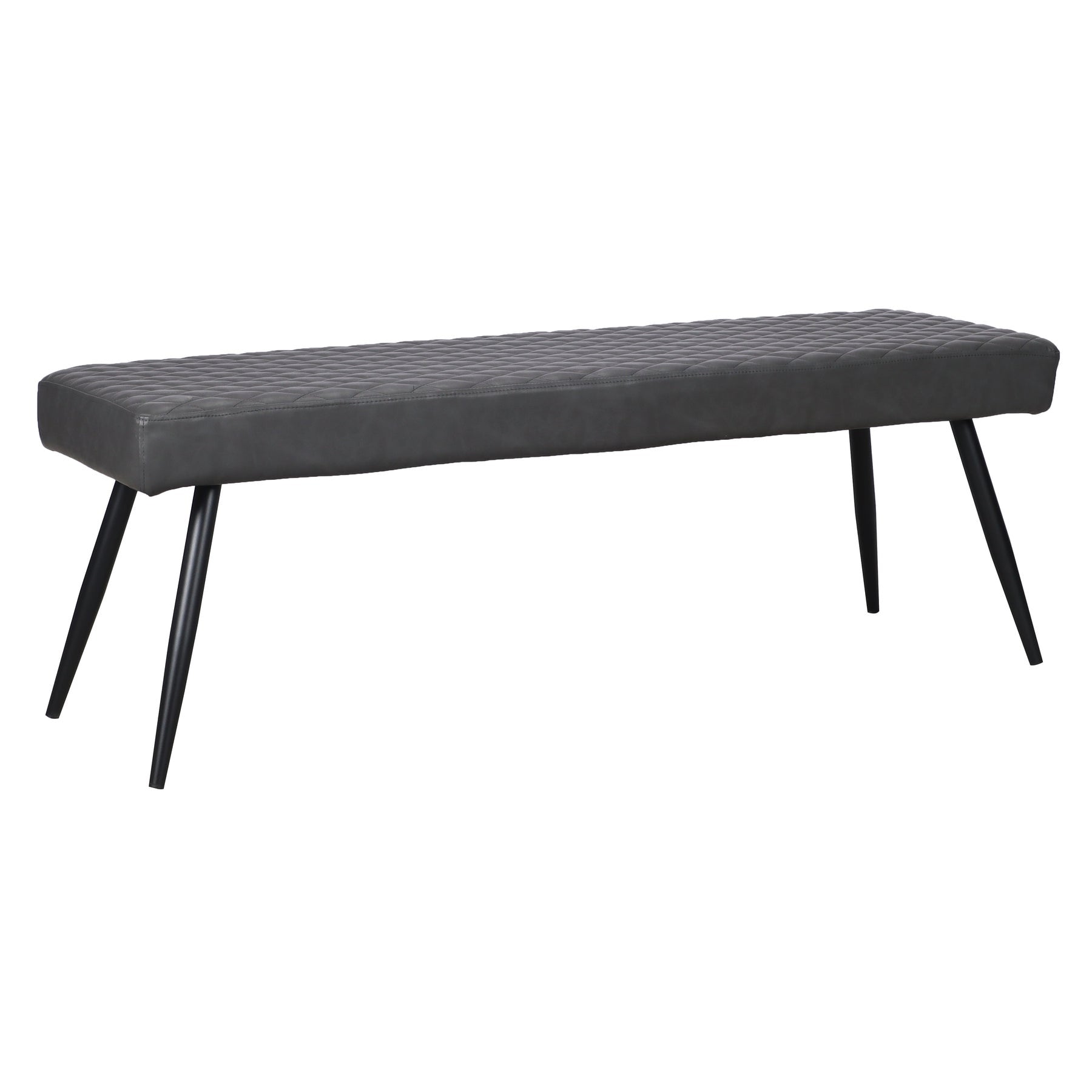 54" Dark Gray and Black Faux Leather Upholstered Dining Bench-3