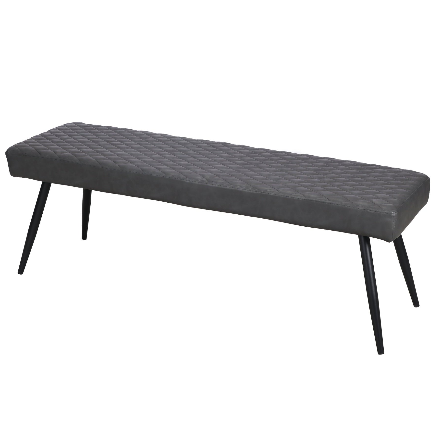 54" Dark Gray and Black Faux Leather Upholstered Dining Bench-5