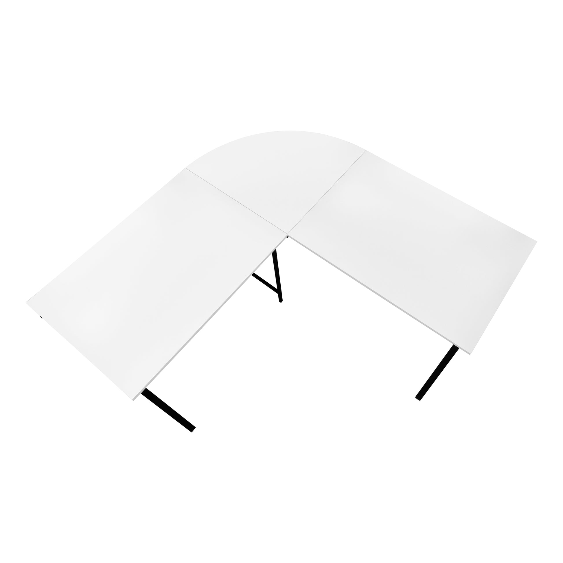 55"L L-Shaped Computer Desk, White/Black-Computer Desk-DECOROLALA