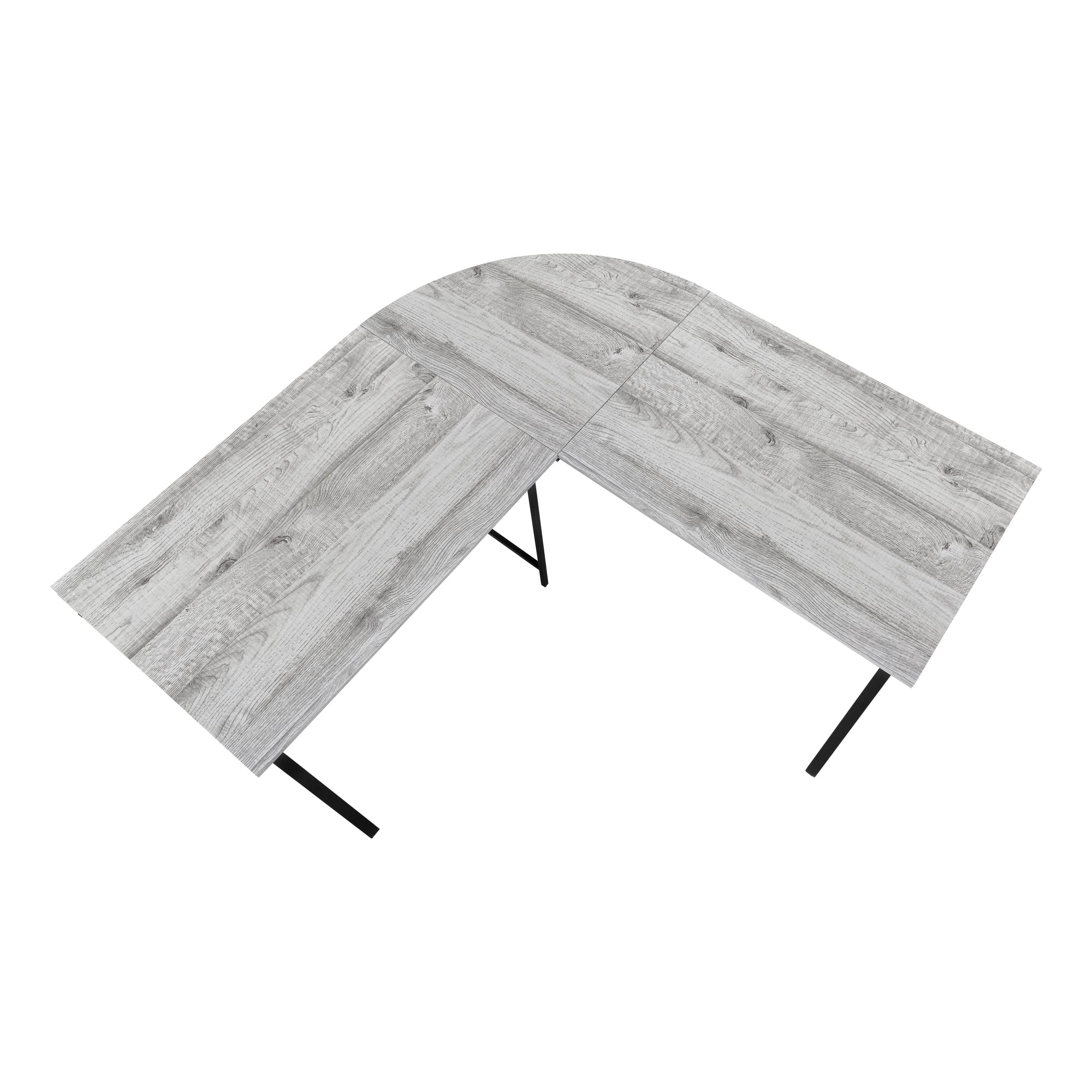 55"L L-Shaped Computer Desk, White/Black-Computer Desk-DECOROLALA