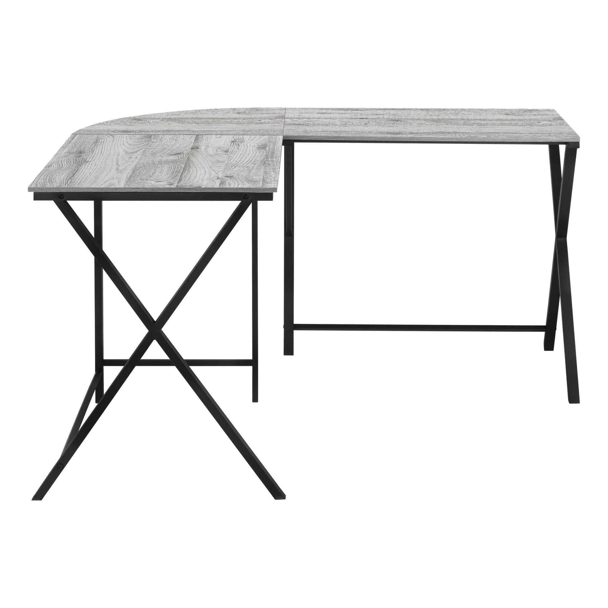 55"L L-Shaped Computer Desk, White/Black-Computer Desk-DECOROLALA