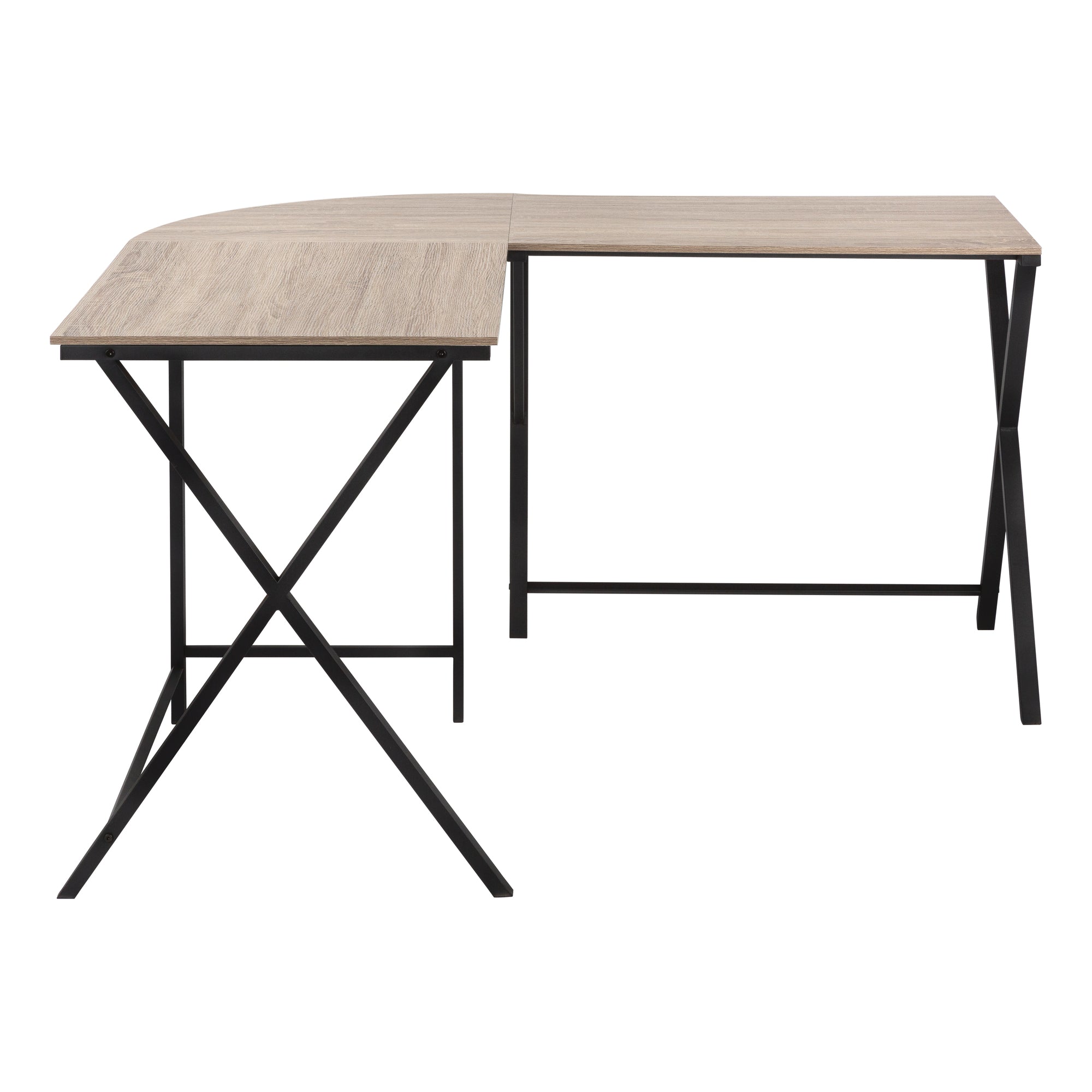 55"L L-Shaped Computer Desk, White/Black-Computer Desk-DECOROLALA