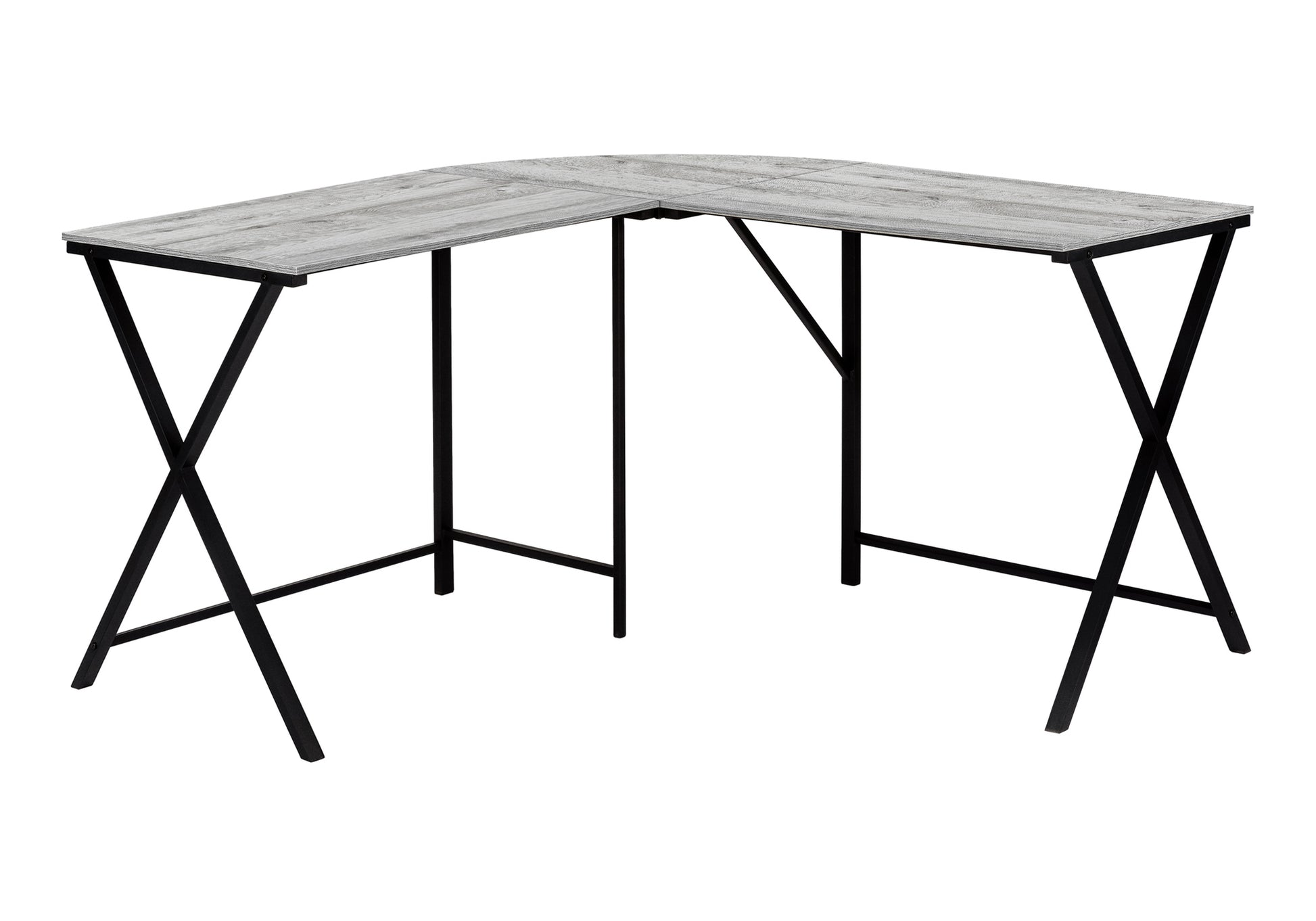 55"L L-Shaped Computer Desk, White/Black-Computer Desk-DECOROLALA
