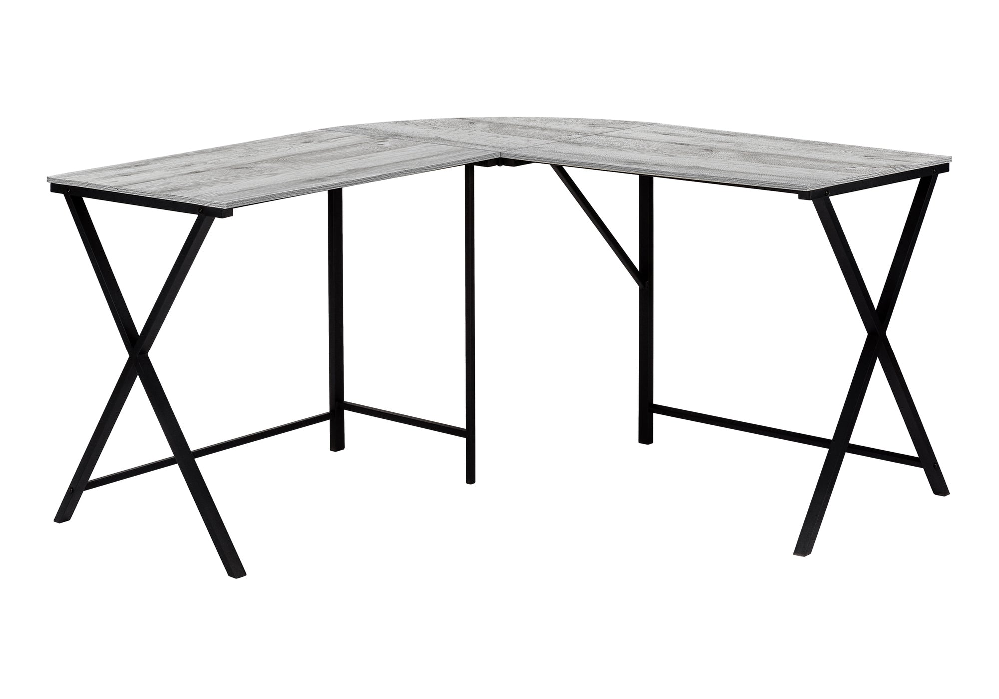 55"L L-Shaped Computer Desk, White/Black-Computer Desk-DECOROLALA