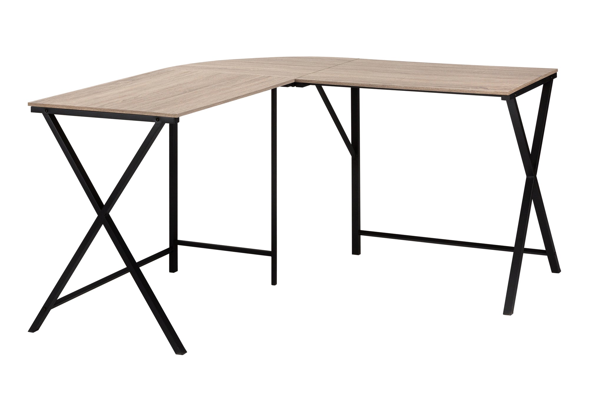 55"L L-Shaped Computer Desk, White/Black-Computer Desk-DECOROLALA