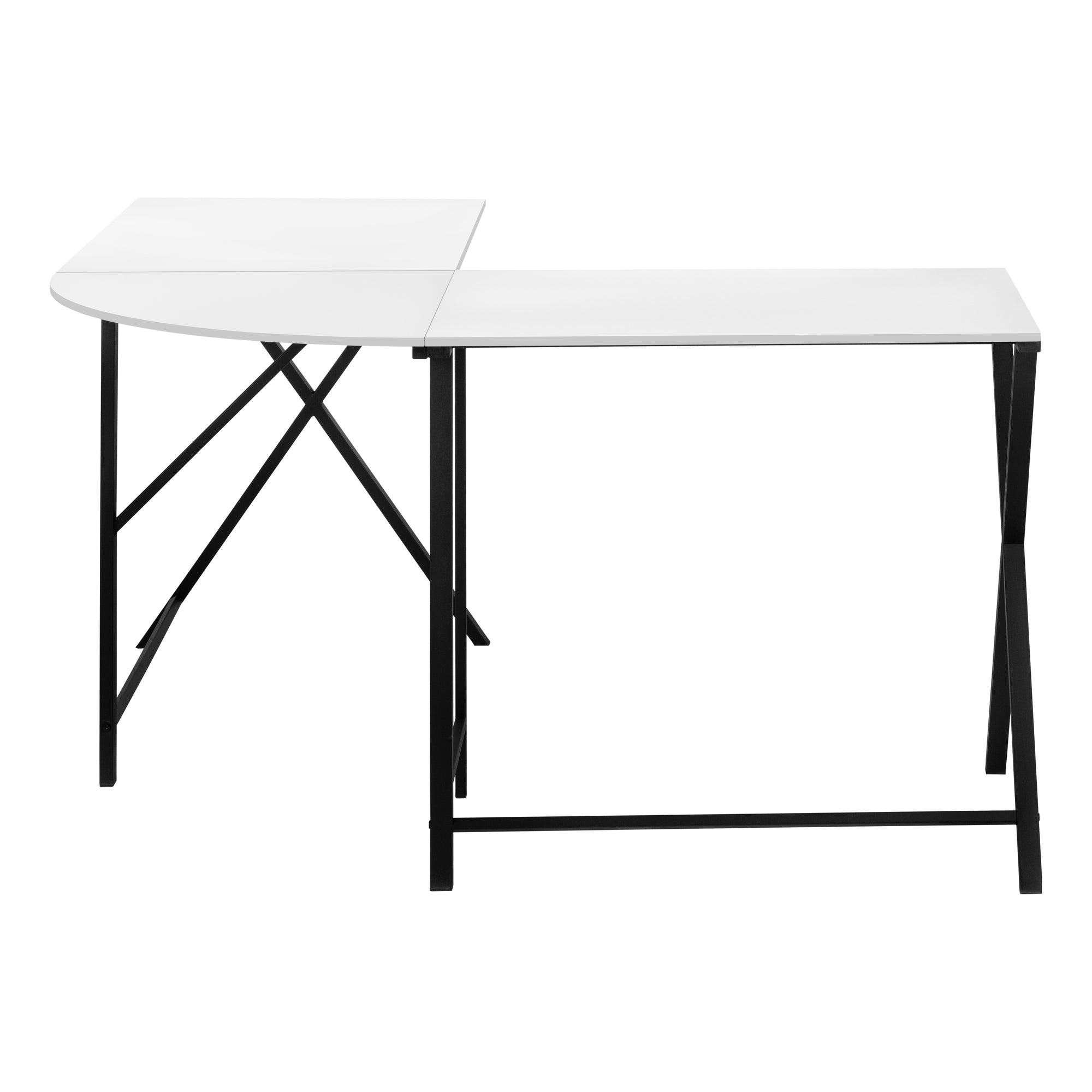 55"L L-Shaped Computer Desk, White/Black-Computer Desk-DECOROLALA