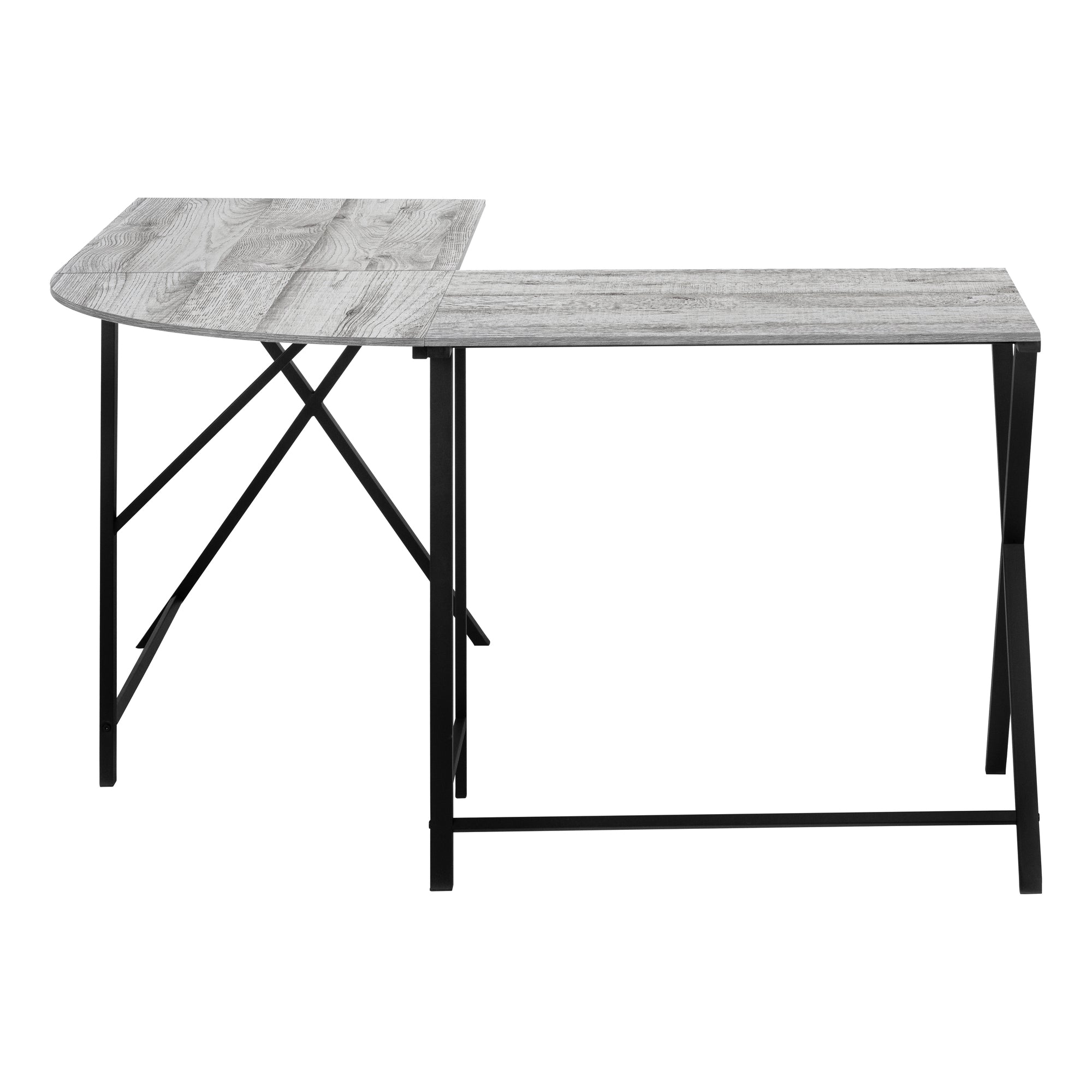55"L L-Shaped Computer Desk, White/Black-Computer Desk-DECOROLALA