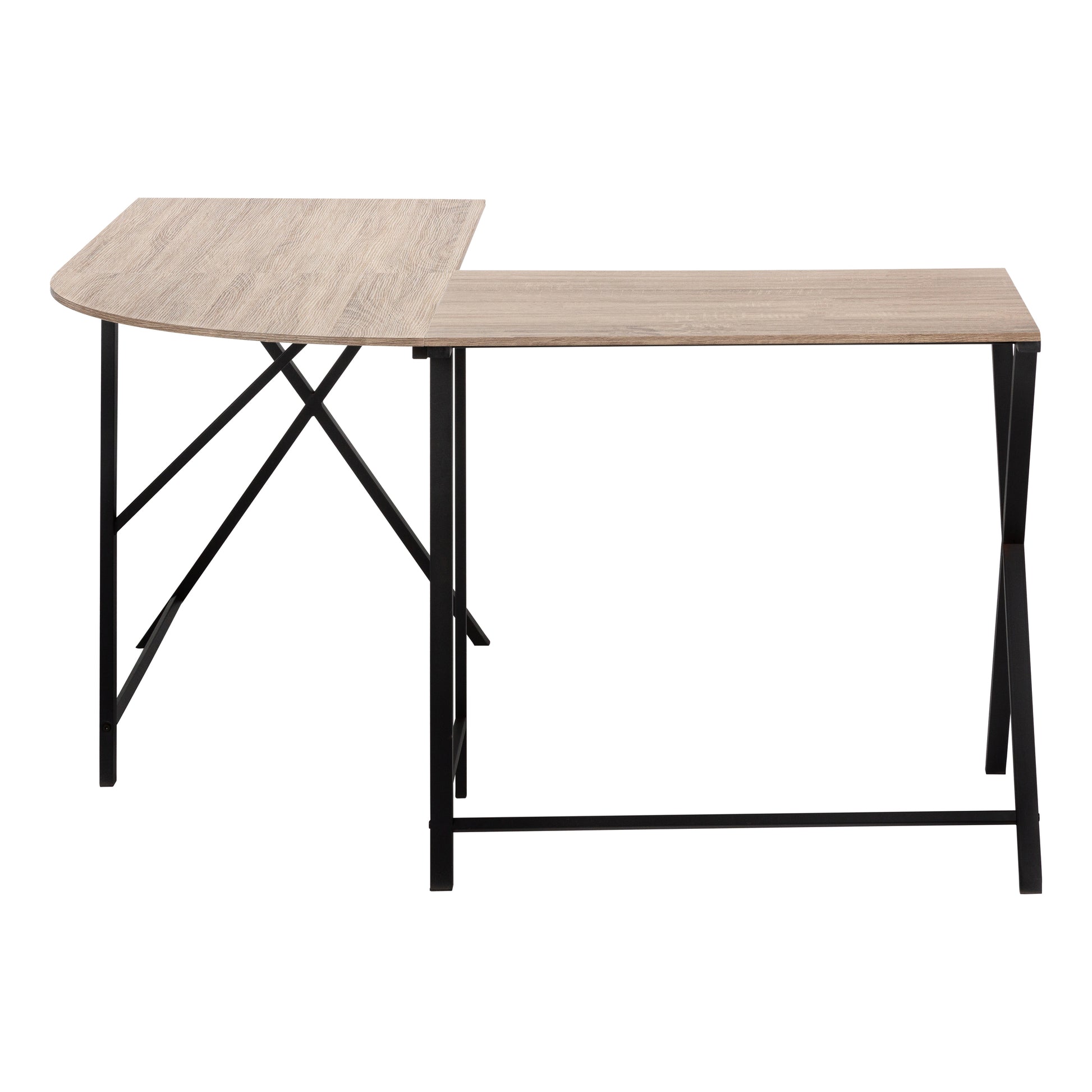 55"L L-Shaped Computer Desk, White/Black-Computer Desk-DECOROLALA