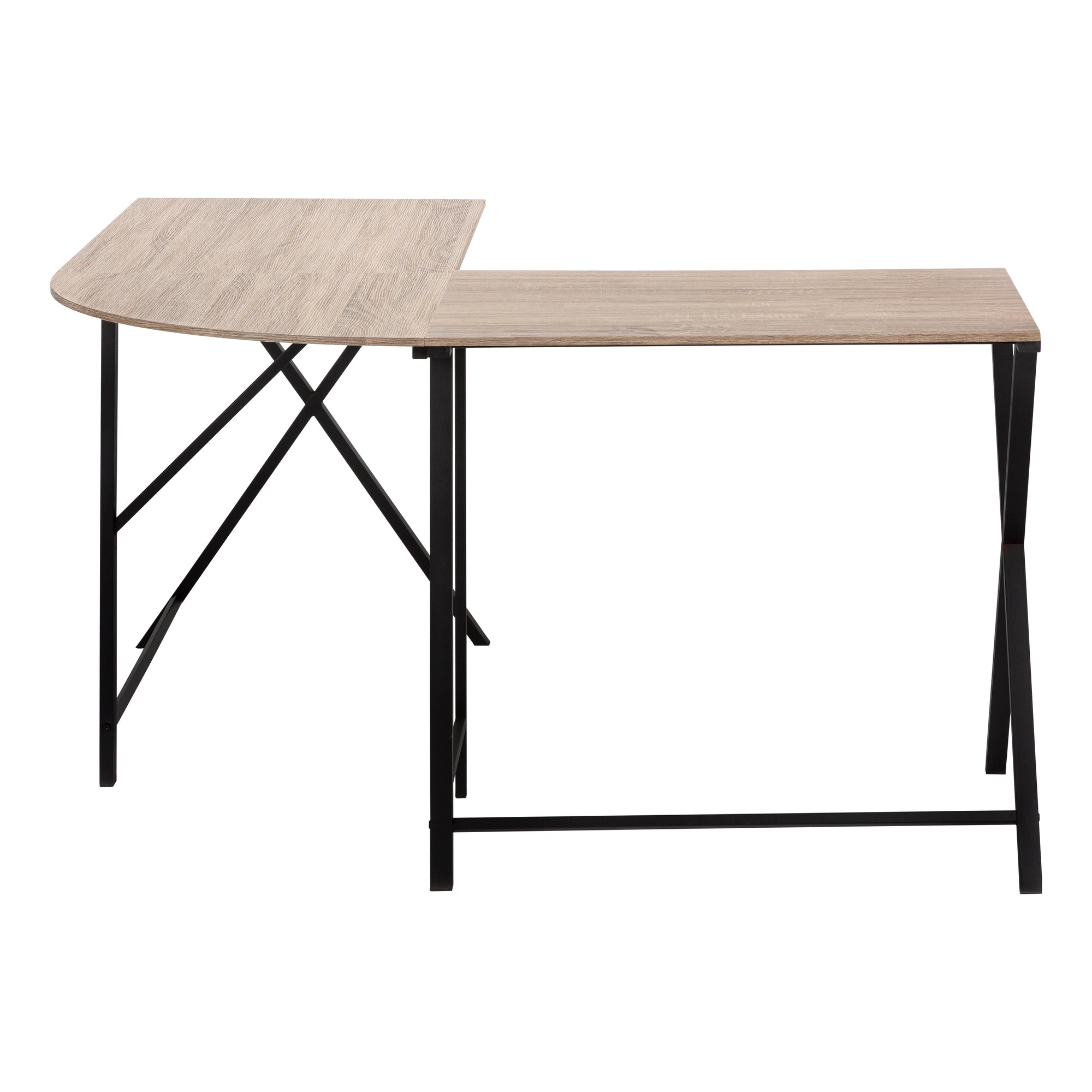 55"L L-Shaped Computer Desk, White/Black-Computer Desk-DECOROLALA