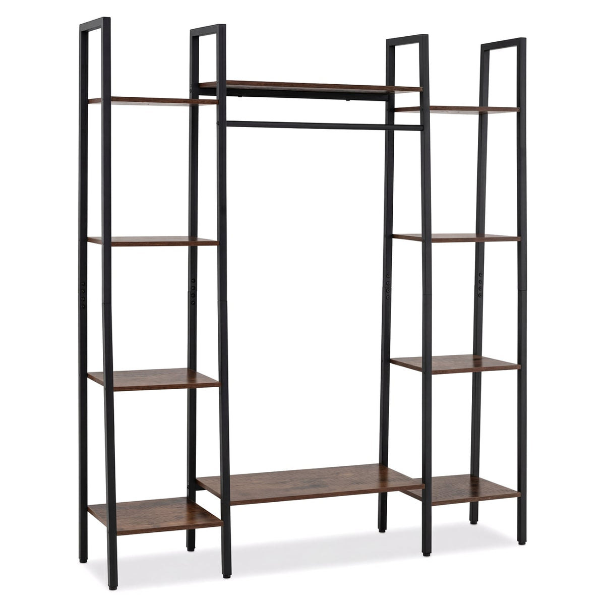 55.5 inch Tall Plant Stand 10-Tier Plant Rack with 16 Colors LED Strip Lights-Rustic Brown-Plant Stands-DECOROLALA