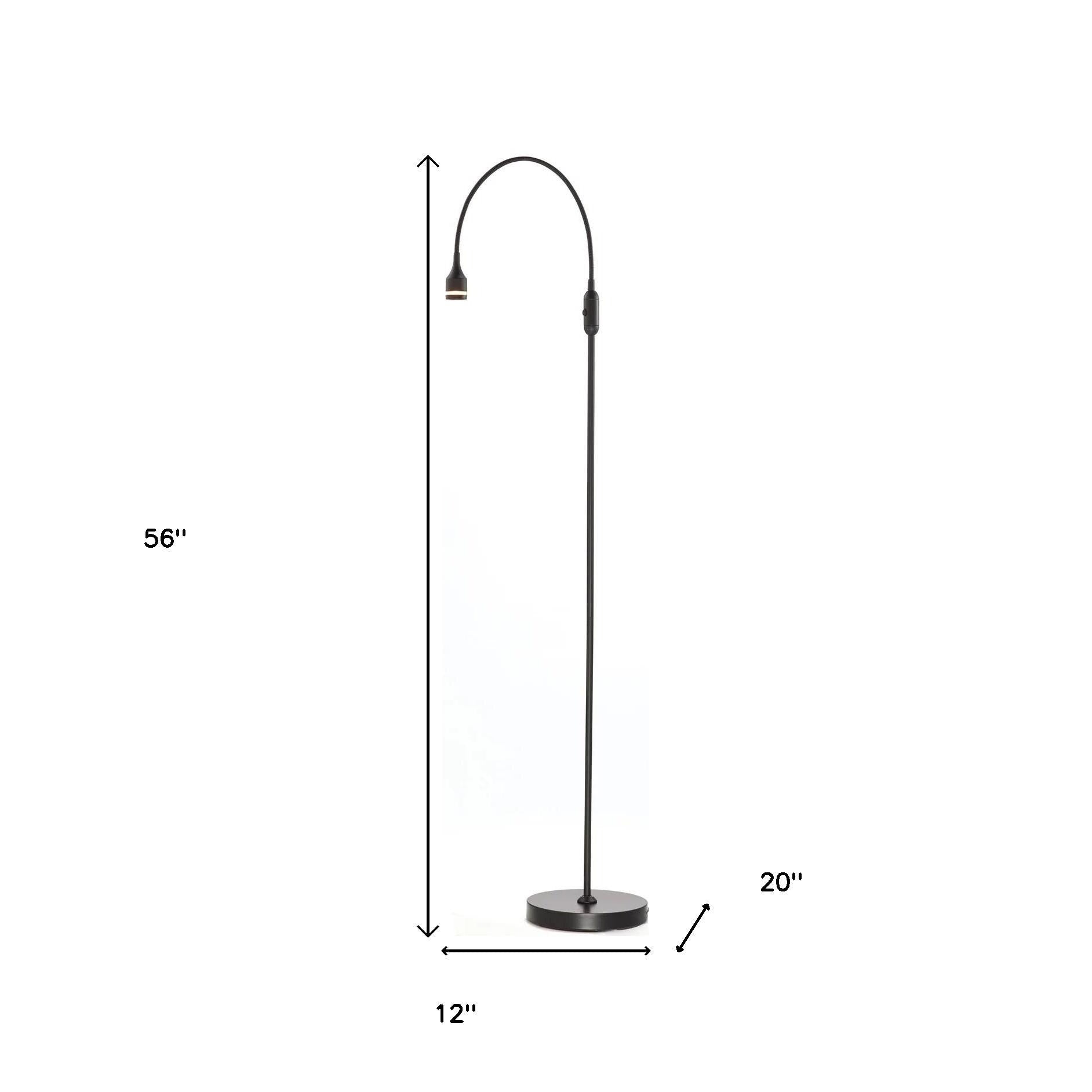 56" Black LED Arched Floor Lamp With Black Drum-Floor Lamps-DECOROLALA