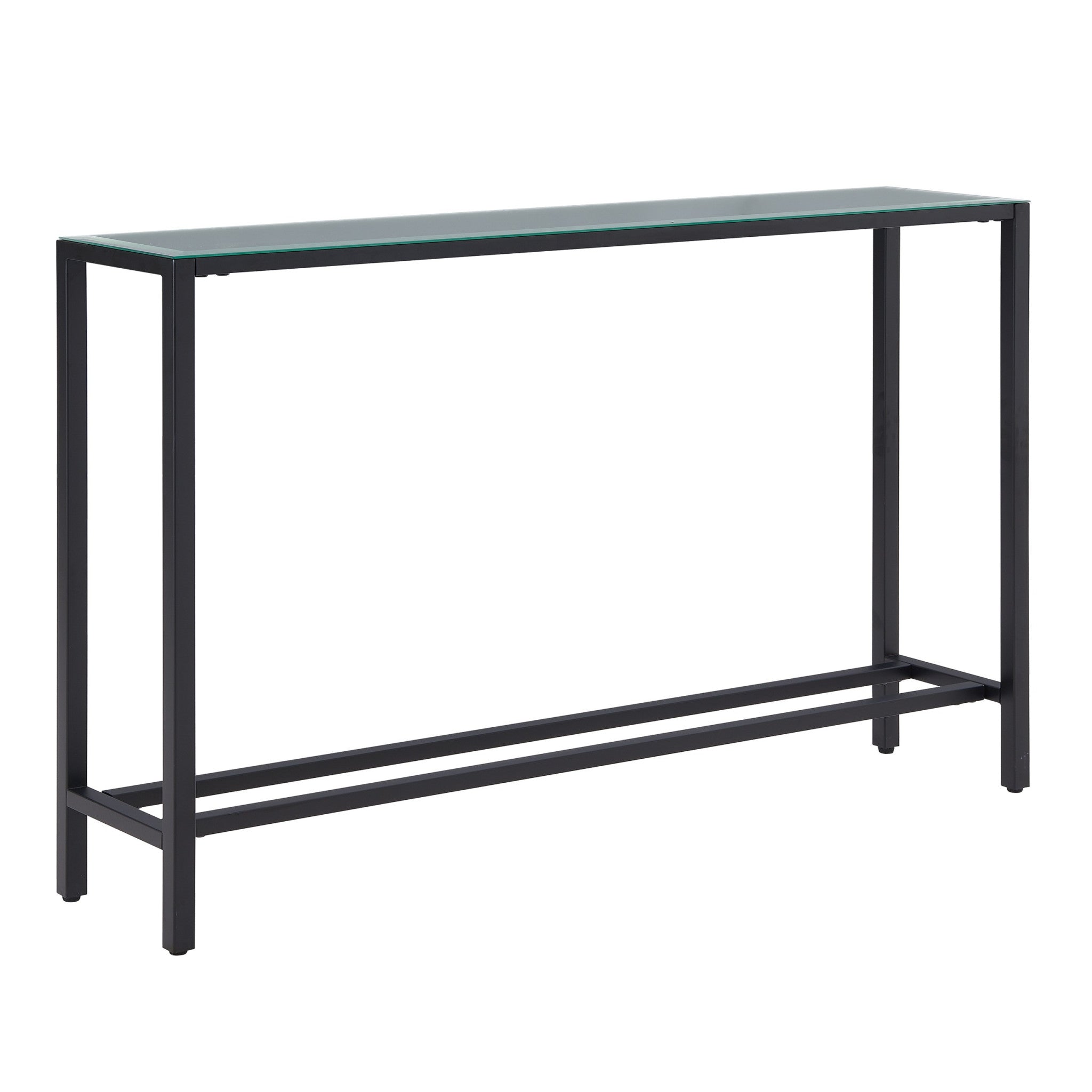 56" Black Mirrored Glass Console Table-Console Tables-DECOROLALA