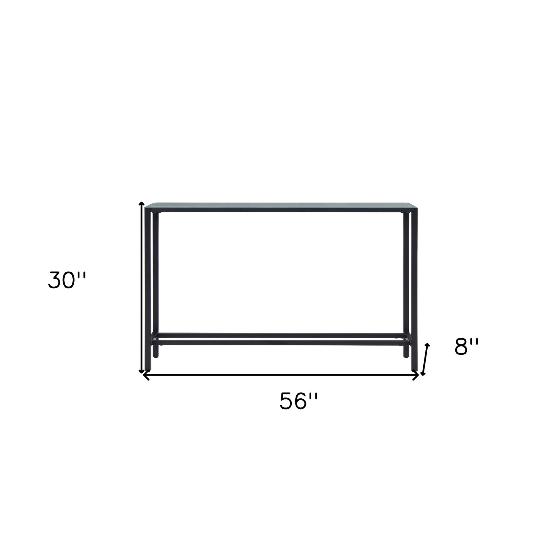 56" Black Mirrored Glass Console Table-Console Tables-DECOROLALA