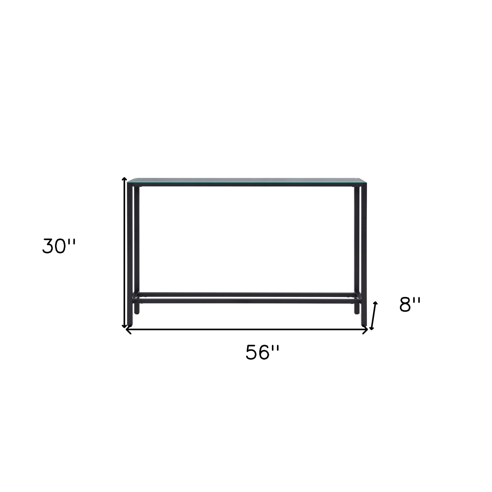 56" Black Mirrored Glass Console Table-Console Tables-DECOROLALA