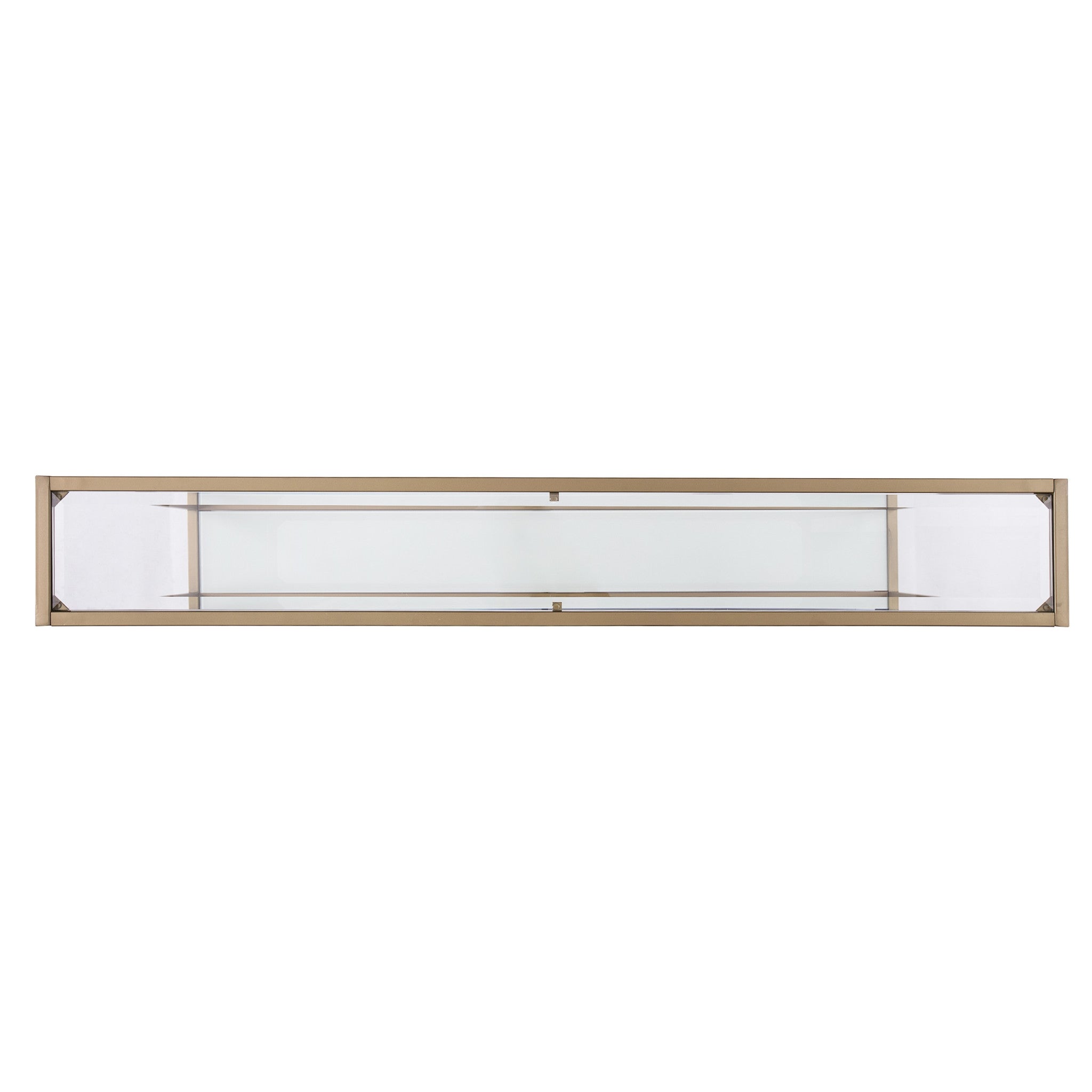 56" Clear and Gold Glass Mirrored Frame Console Table With Shelves-Console Tables-DECOROLALA