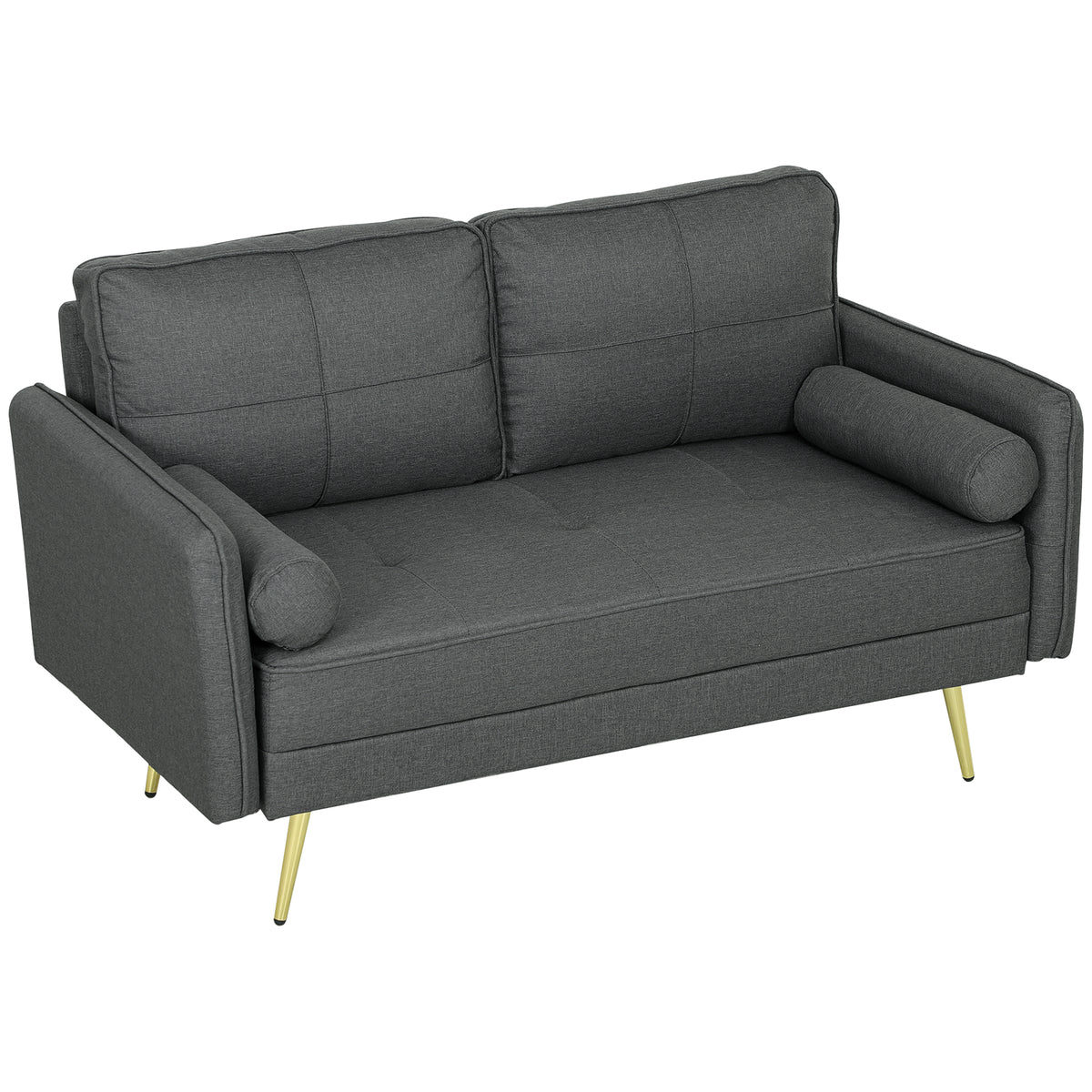 56" Loveseat Sofa 2-Seater Dark Grey Linen-Loveseat Sofas-DECOROLALA