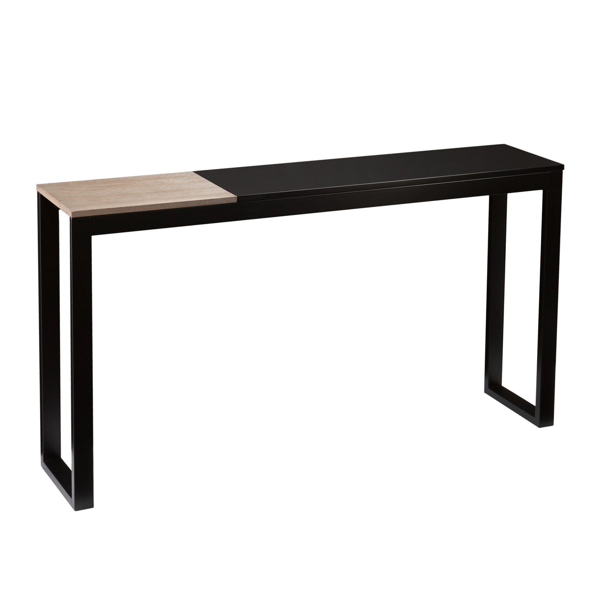 56" Natural and Black and Black Sled Console Table-Console Tables-DECOROLALA