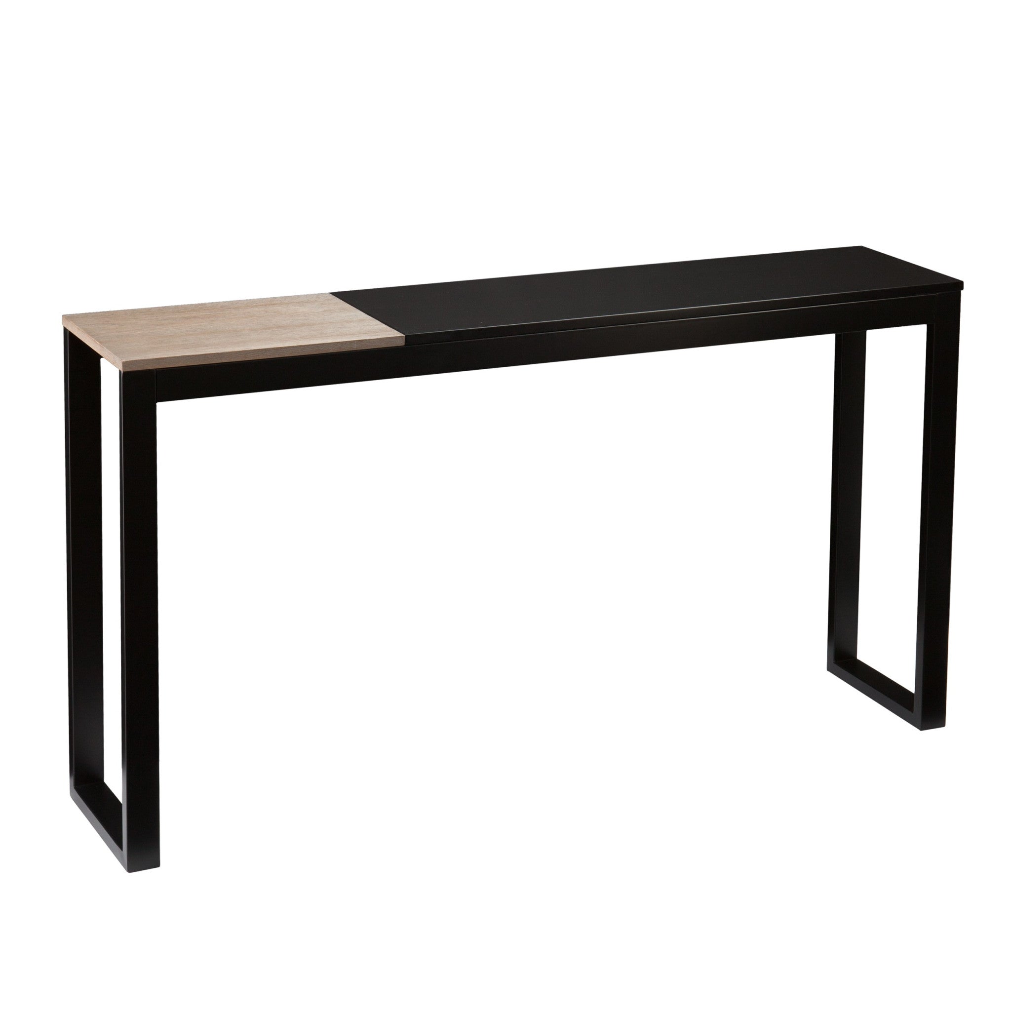 56" Natural and Black and Black Sled Console Table-Console Tables-DECOROLALA